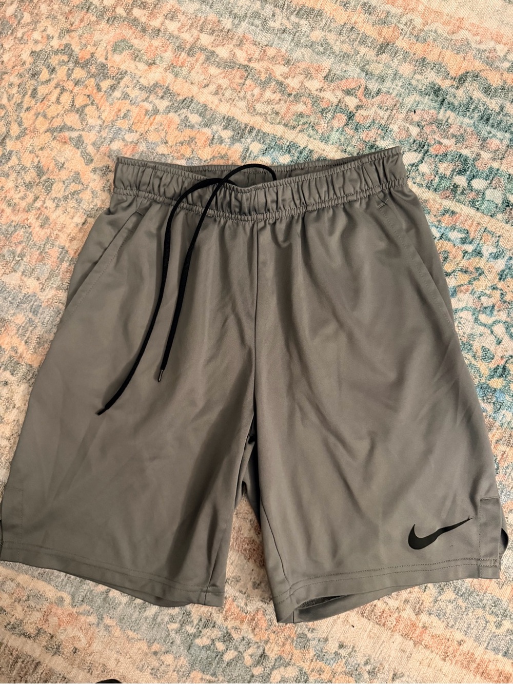 Nike Men’s Gray Athletic Shorts with Black Drawstring
